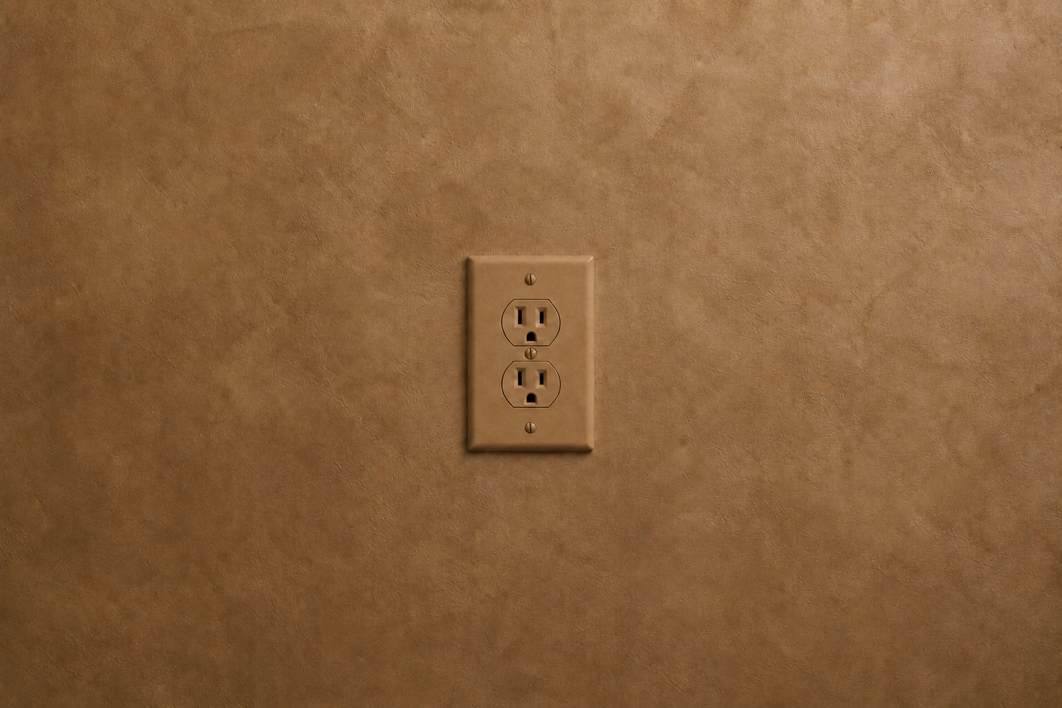 A standard white outlet compared with an outlet finish-matched to the wall